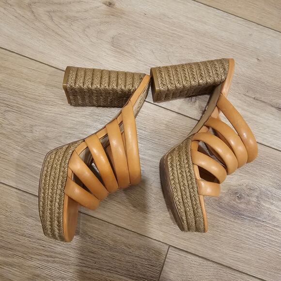 Vince Camuto Patrest Cognac Leather Mule Heels Size 6.5 - Picture 4 of 9